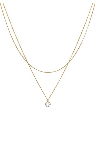 ELLI Colier Strat Pandantiv Solitar De Damă Cu Cristal De Zirconiu În Argint Sterling 925