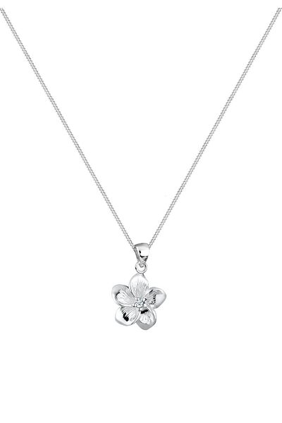 ELLI Halskette Damen Frangipani Blüte mit Diamant (0,03 Ct) in 925 Sterling Silber