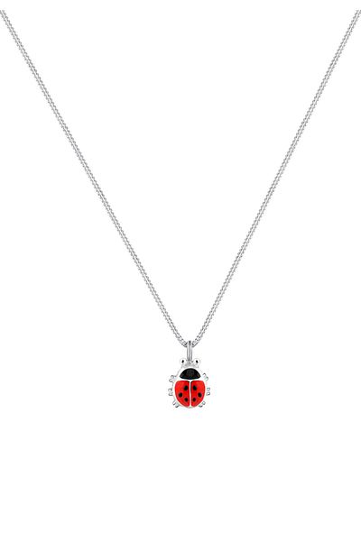 ELLI Halskette Kinder Marienkäfer Anhänger mit Kristallen in 925 Sterling Silber vergoldet