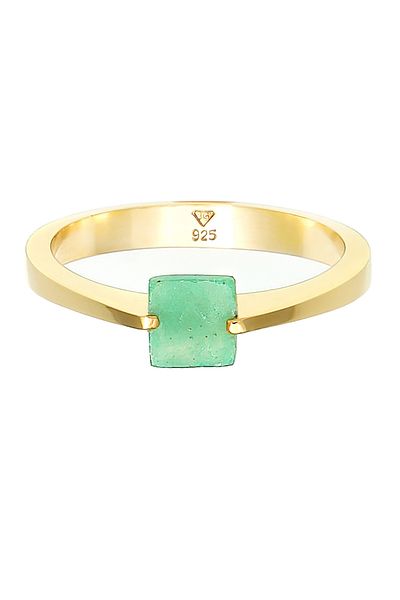ELLI Ring Premium Ring Ladies Classic Pyramid Elegant With Jade Gemstones In 925 Sterling Silver Gol