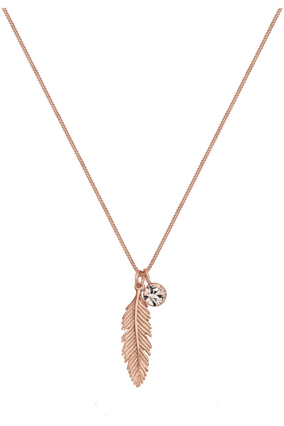 ELLI Damenhalskette – Federfarbe, Boho-Kristall, 925er Sterlingsilber