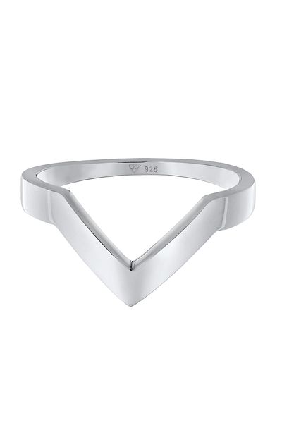 ELLI Inel Premium Inel pentru dama in forma de V Geo Basic In argint 925 placat cu rodiu