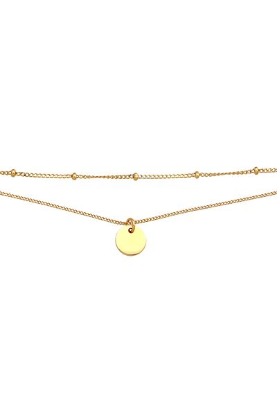 ELLI Necklace Ladies Choker Layer Platelet In 925 Sterling Silver Gold Plated