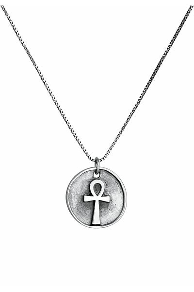 KUZZOI Halskette Herren Münze Anhänger Ankh Kreuz Massiv In 925 Sterling Silber