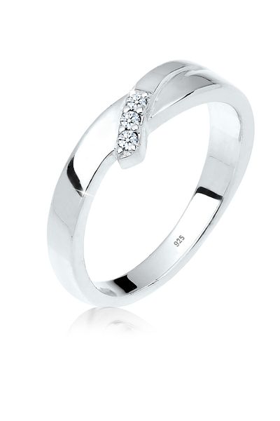ELLI Halka Verlobung Trio Diamant (0,04 ct.) 925 Gümüş