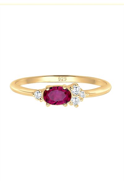 ELLI Ring Premium Ring Ladies Engagement With Synthetic Ruby And Zirconia Crystals In 925 Sterling S