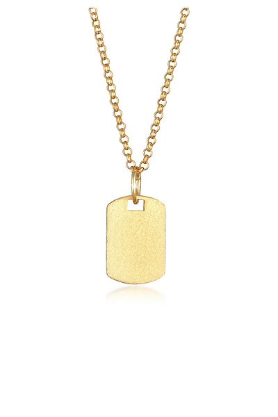 KUZZOI Halskette Plättchen Anhänger gebürstet mattiert 925 Sterling Silber