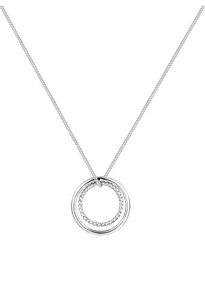 ELLI Colier Doamnă Inel Cerc Geo Basic Bicolor În Argint Sterling 925 Placat cu Aur