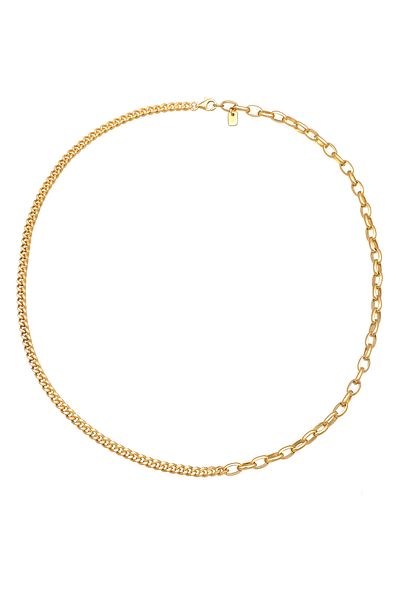 KUZZOI Halskette Herren Panzerkette Basic kombinierbar aus 925 Sterling Silber vergoldet