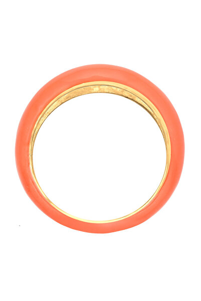 ELLI Dámský prsten Band Stack s oranžovým smaltem ze sterlingového stříbra 925, pozlacený