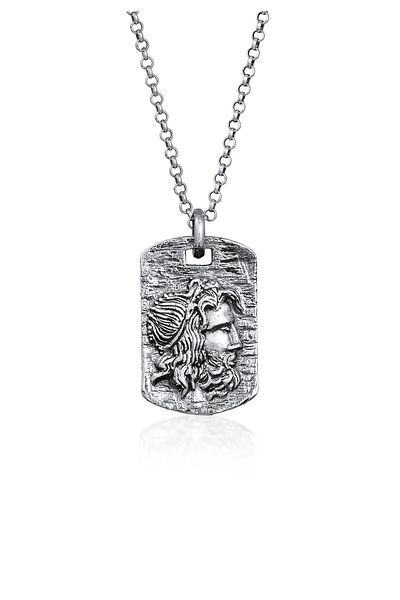 KUZZOI Halskette Herren Plättchen Anhänger Militär Strukturiert in 925 Sterling Silber