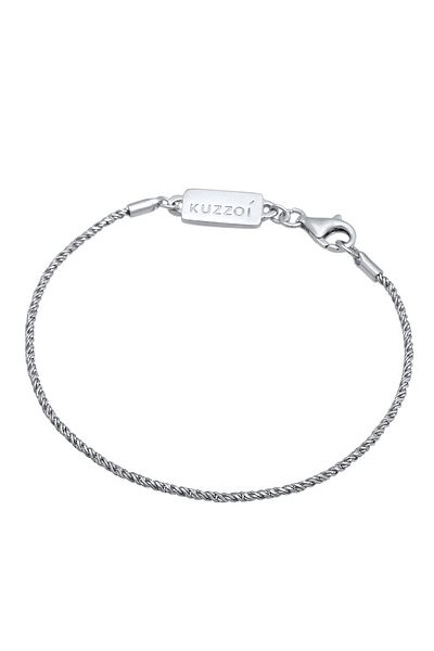 KUZZOI Náramek Pánský náhrdelník ze šňůry Twisted Basic Elegantní oxidovaný v 925 Sterling Silver