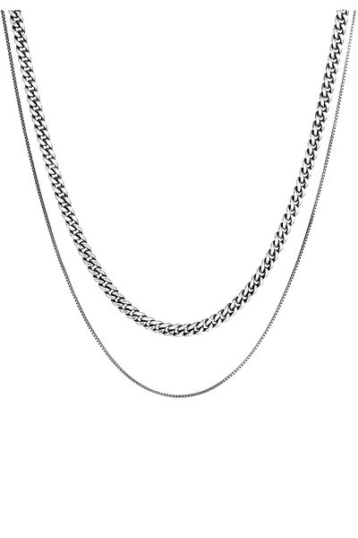 KUZZOI Halskette Herren Set Panzerkette Venezianerkette Basic Blogger Trend aus 925 Sterling Silber