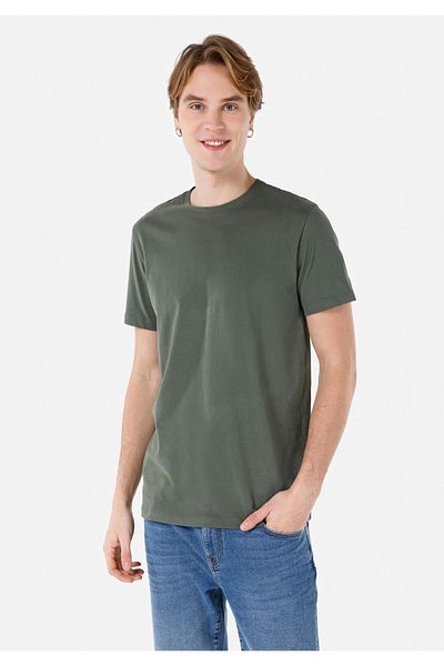 Colin's Regular Fit Round Neck Plain Men's Green Short Sleeve T-Shirt Cl1058592