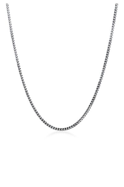 KUZZOI Halskette Herren Panzerkette Basic Fein Minimal Oxidiert Aus 925 Sterling Silber