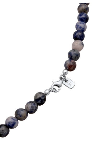 KUZZOI Pánský náhrdelník s korálky Vintage s achátovými korálky ze sterlingového stříbra 925