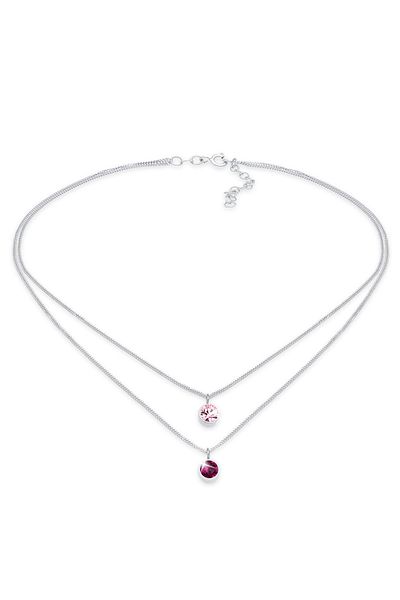 ELLI Halskette Damen Choker Layer Kristalle Rund in 925 Sterling Silber