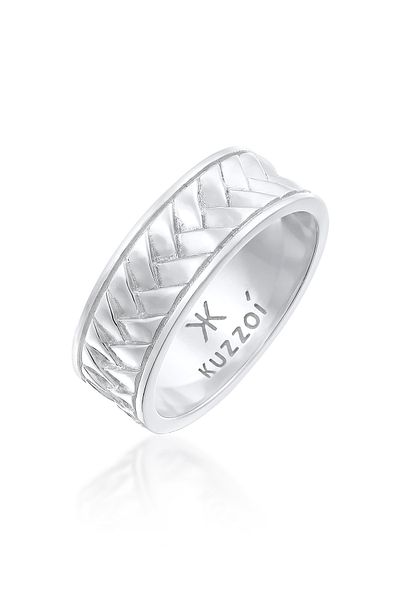 KUZZOI Ring Herren Bandring Fischgrät Vintage Massiv 925 Sterling Silber