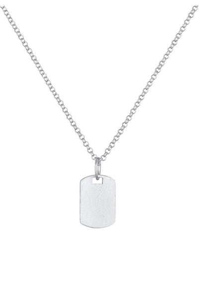 KUZZOI Halskette Plättchen Anhänger gebürstet mattiert 925 Sterling Silber