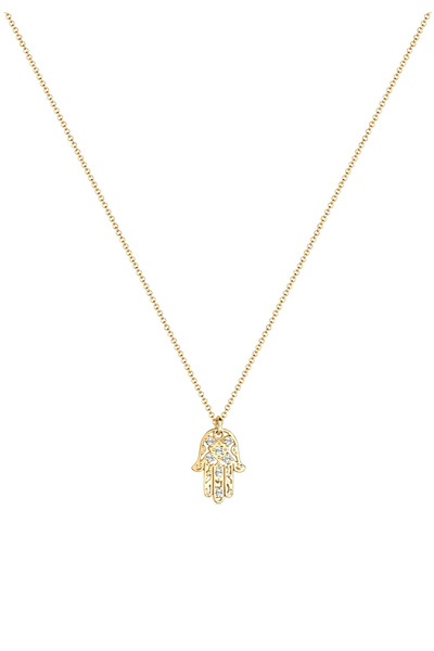 ELLI Halskette Damen Hamsa Hand Anhänger mit Kristallen in 925 Sterling Silber vergoldet