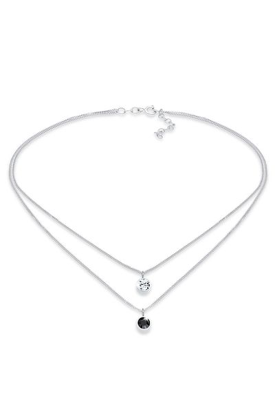 ELLI Náhrdelník Ladies Choker Layer Crystals kulaté v 925 Sterling Silver