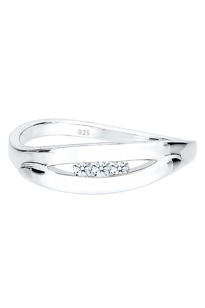 ELLI Ring Klassisch Trio Diamant (0.09 CT.) 925 Silber