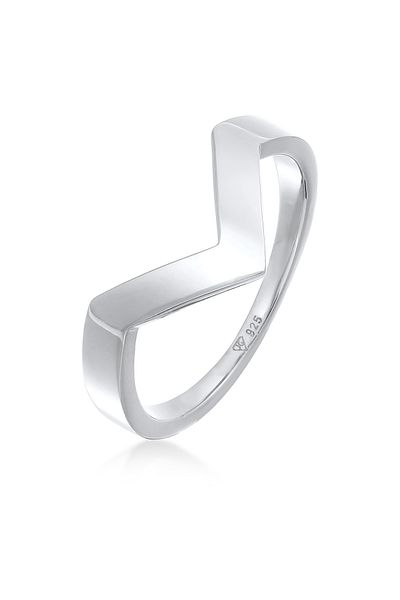 ELLI Inel Premium Inel pentru dama in forma de V Geo Basic In argint 925 placat cu rodiu