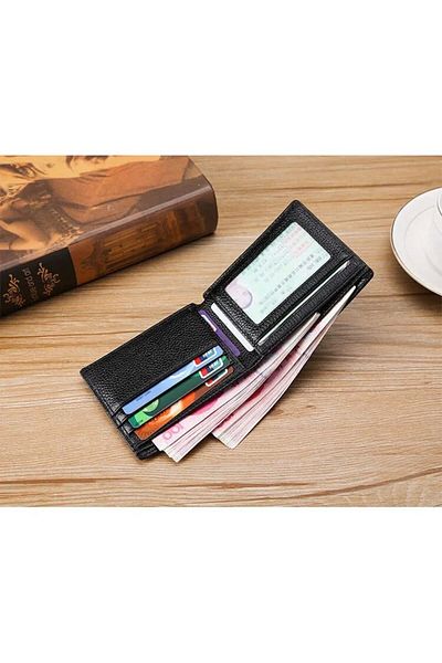 OEM Men's wallet, genuine leather, slim, RFID, elegant and durable, black, PriStyle®
