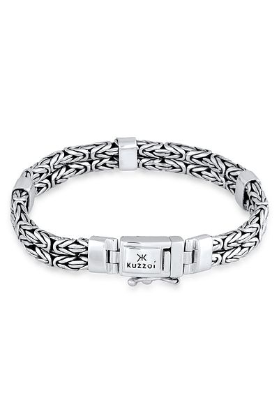KUZZOI Bracelet Herren Trend Königskette Oxidiert 925 Silber