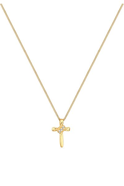 ELLI Necklace Ladies Cross Religion With Crystals In 925 Sterling Silver
