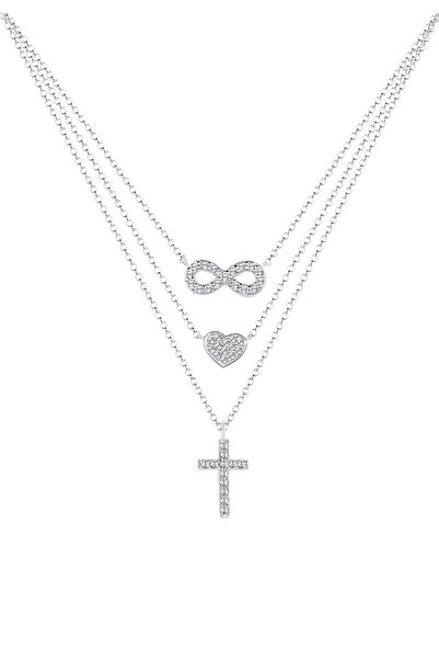 ELLI Halskette Damen Unendlichkeitskreuz Herz Anhänger mit Kristallen in 925 ...