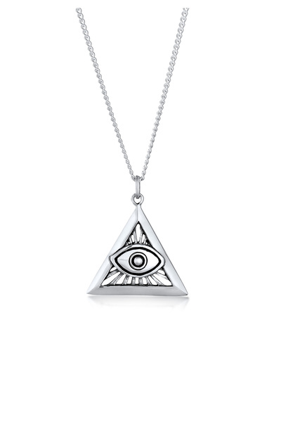 KUZZOI Halskette Herren Dreieck Anhänger Evil Eye in 925 Sterling Silber