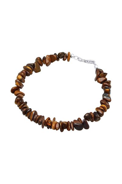 KUZZOI Brățară bărbătească din argint 925 cu pietre prețioase tip ochi de tigru, stil boho