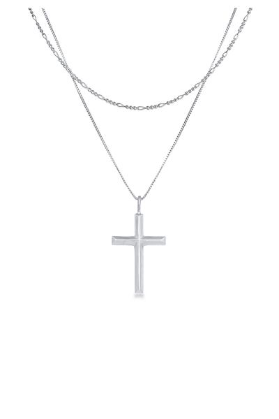 KUZZOI Halskette Herren Kreuz Anhänger Layer Religion In 925 Sterling Silber