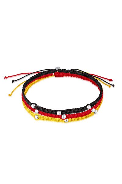 KUZZOI Armband Herrenset Fußballfan Deutschland mit Nylon in 925 Sterling Silber