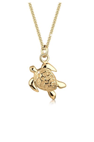 ELLI Necklace Ladies Curb Chain Turtle Pendant Sun In 925 Sterling Silver