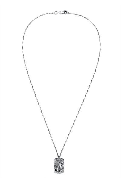 KUZZOI Halskette Herren Plättchen Anhänger Militär Strukturiert in 925 Sterling Silber