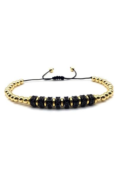 REDz Accessories Brățară metalică, pietre negre, aur