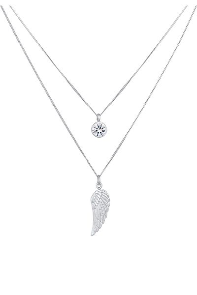 ELLI Halskette Damen Layer Flügel Symbol mit Kristall in 925 Sterling Silber