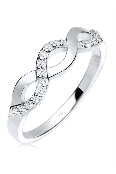ELLI Ring Ring Knoten Wellen Infinity Zirkonia 925 Silber