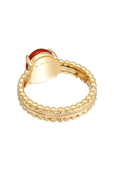 ELLI Prsten PREMIUM Dámský prsten s karneolem, pozlacený 925 sterlingovým stříbřem