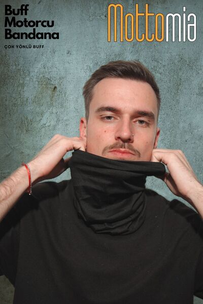 mottomia Yazlık Siyah Buff Renk Düz Klasik Unisex Viskon Premium Kalite Buff (BAF) Boyunluk Motorcu Bandana