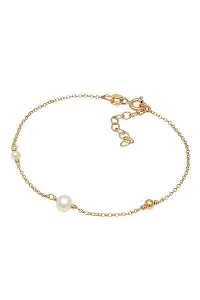 ELLI Bracelet Ladies Elegant Adjustable With Freshwater Cultured Pearls In 925 Sterling Silver Gold Plate