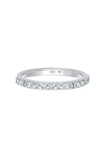 ELLI Ring Damen Band Memoire Elegant mit Kristallen in 925 Sterling Silber