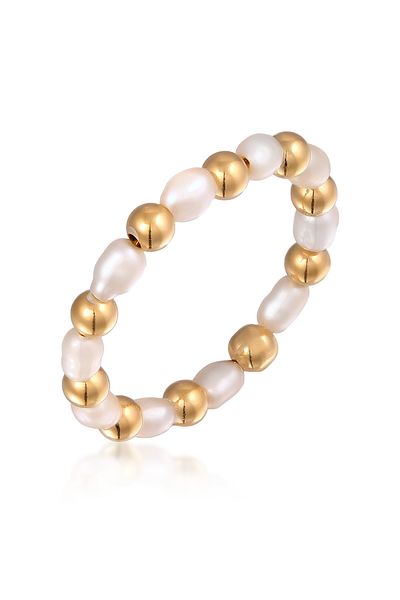 ELLI Ring Ladies Festival With Freshwater Cultured Pearls In 925 Sterling Silver Gold Plated
