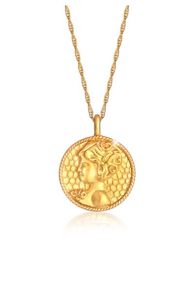 ELLI Halskette Sternzeichen Jungfrau Münze in 925 Sterling Silber vergoldet