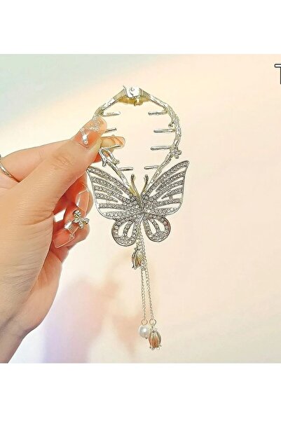 Daily Bazaar Cataramă cu buton fluture din piatră de cristal auriu