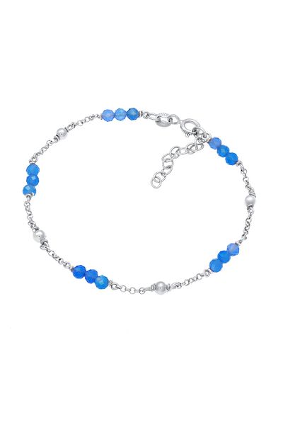 ELLI Armband Damen Kugel Achat Blau Trend Verstellbar aus 925 Sterling Silber