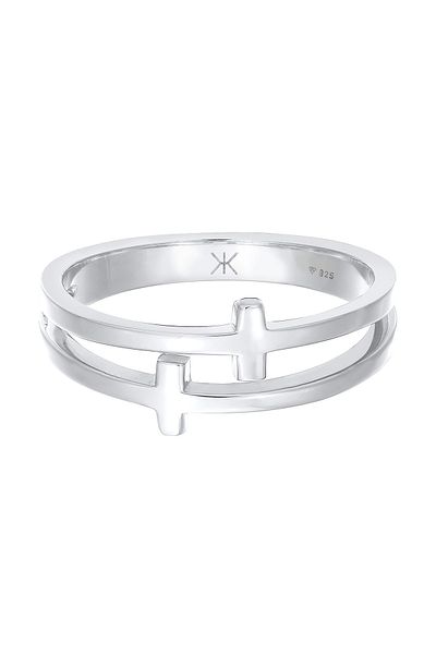 KUZZOI Prsten Pánský Cross Double Modern V 925 Sterling Silver
