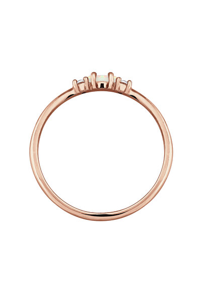 ELLI Dámský prsten Vintage se zirkony a opálem ze sterlingového stříbra 925, pozlacený